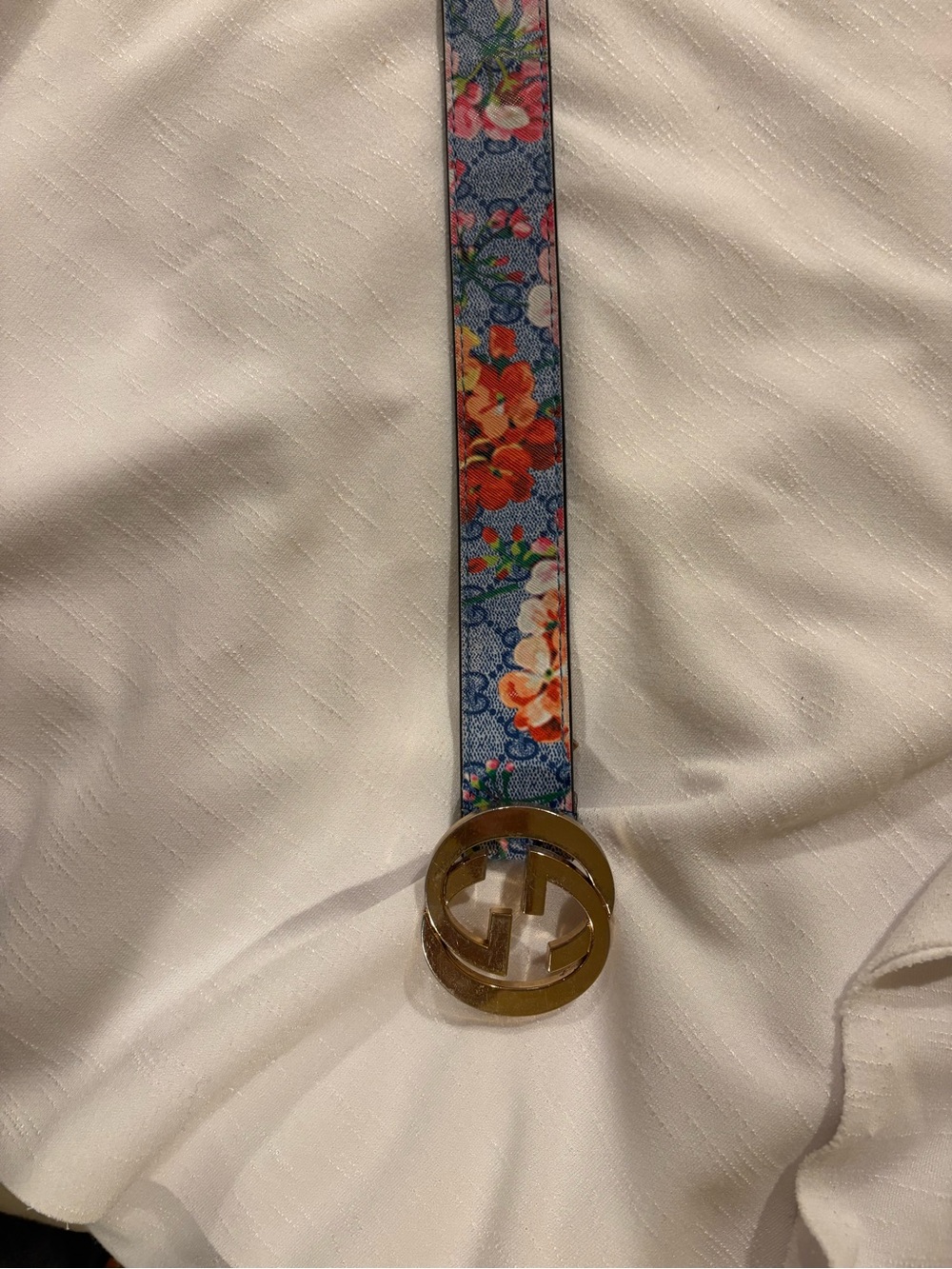 Gucci Floral GG Buckle Belt in Blue, Pink and Green - Picture 8 of 10